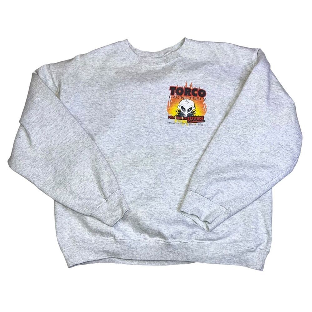 2006 Torco Racing Sweatshirt Sz XL Grey Double Sided Grpahic Pullobver Crewneck